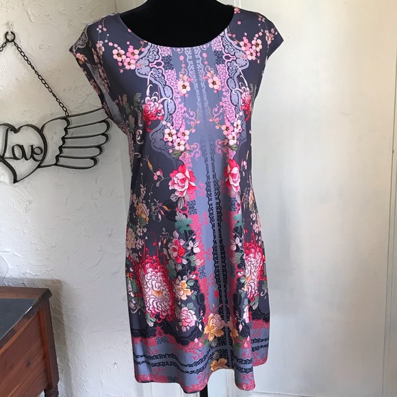 Johnny Was Dresses & Skirts - Johnny Was dress mini Anthro gray purple floral